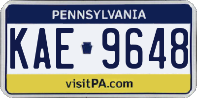 PA license plate KAE9648