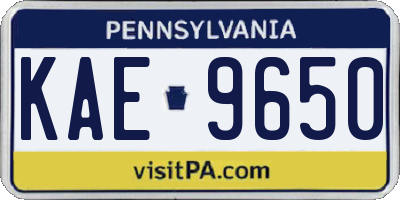 PA license plate KAE9650