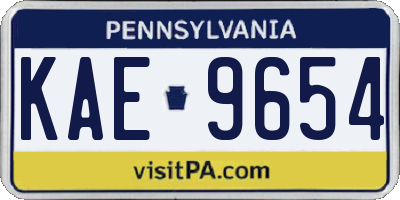 PA license plate KAE9654