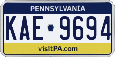 PA license plate KAE9694