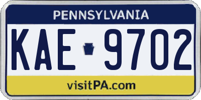PA license plate KAE9702