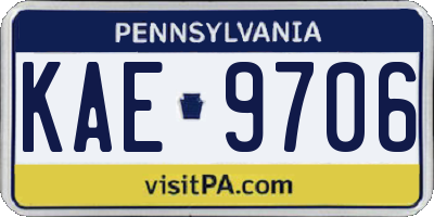 PA license plate KAE9706