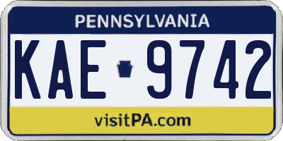 PA license plate KAE9742