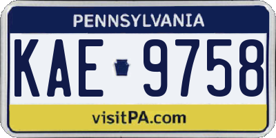 PA license plate KAE9758