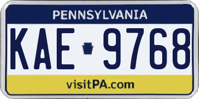 PA license plate KAE9768