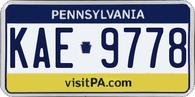 PA license plate KAE9778