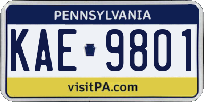 PA license plate KAE9801