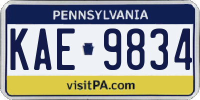 PA license plate KAE9834