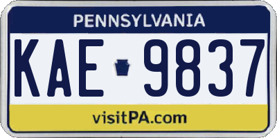 PA license plate KAE9837