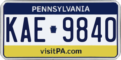 PA license plate KAE9840