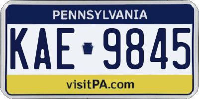 PA license plate KAE9845