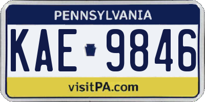 PA license plate KAE9846