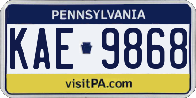 PA license plate KAE9868