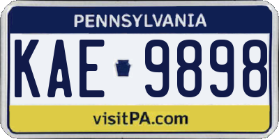PA license plate KAE9898