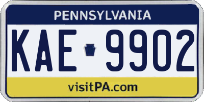 PA license plate KAE9902