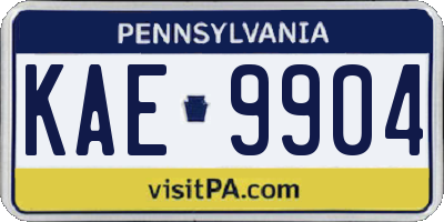 PA license plate KAE9904