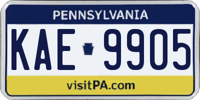 PA license plate KAE9905