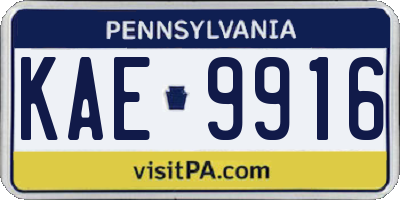 PA license plate KAE9916