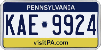 PA license plate KAE9924