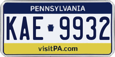 PA license plate KAE9932
