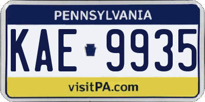 PA license plate KAE9935