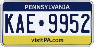 PA license plate KAE9952