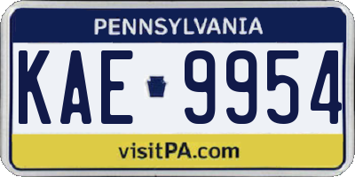 PA license plate KAE9954