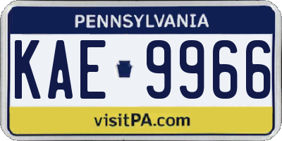 PA license plate KAE9966