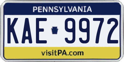 PA license plate KAE9972