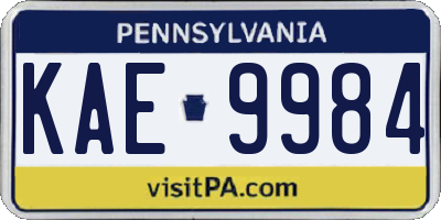 PA license plate KAE9984