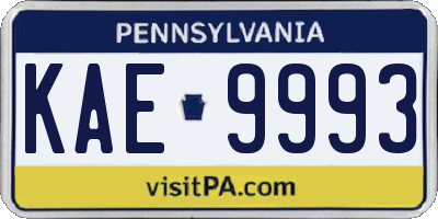 PA license plate KAE9993