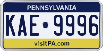 PA license plate KAE9996