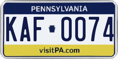 PA license plate KAF0074