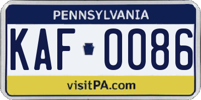 PA license plate KAF0086