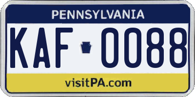 PA license plate KAF0088