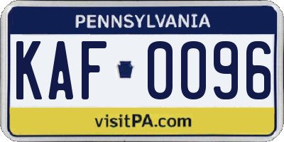 PA license plate KAF0096