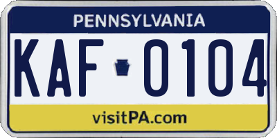 PA license plate KAF0104