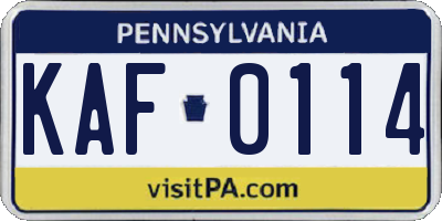 PA license plate KAF0114