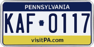 PA license plate KAF0117