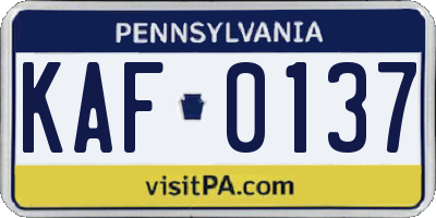 PA license plate KAF0137