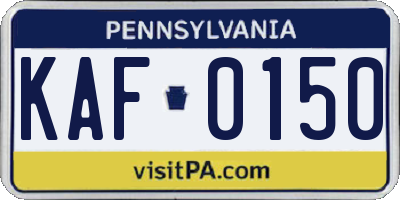 PA license plate KAF0150