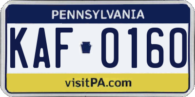 PA license plate KAF0160