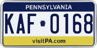 PA license plate KAF0168
