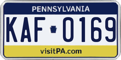 PA license plate KAF0169