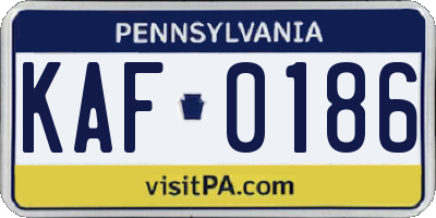 PA license plate KAF0186