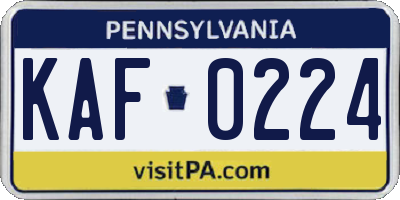 PA license plate KAF0224