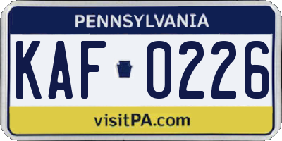 PA license plate KAF0226