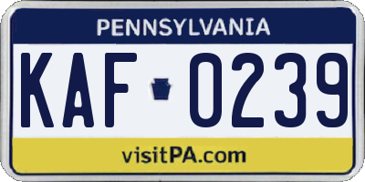 PA license plate KAF0239