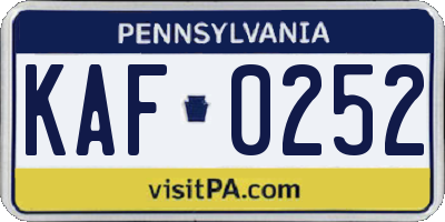 PA license plate KAF0252