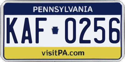PA license plate KAF0256